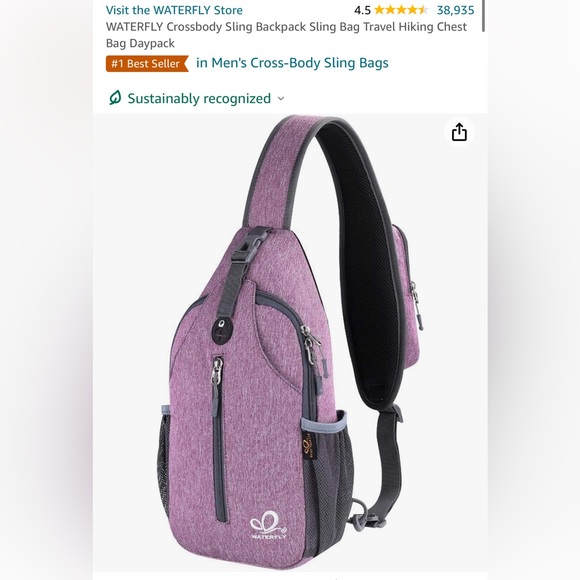 WATERFLY Medium Anti-Theft Crossbody Sling Backpack - Cotton Linen, Water-Resistant Chest Bag (White) - View #9